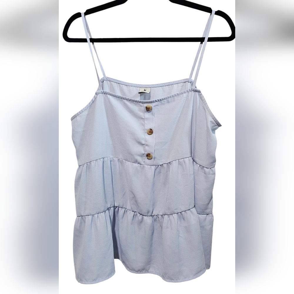 Paper Crane Women Light Blue Baby Doll Ruffle Buttoned Camisole Size Large